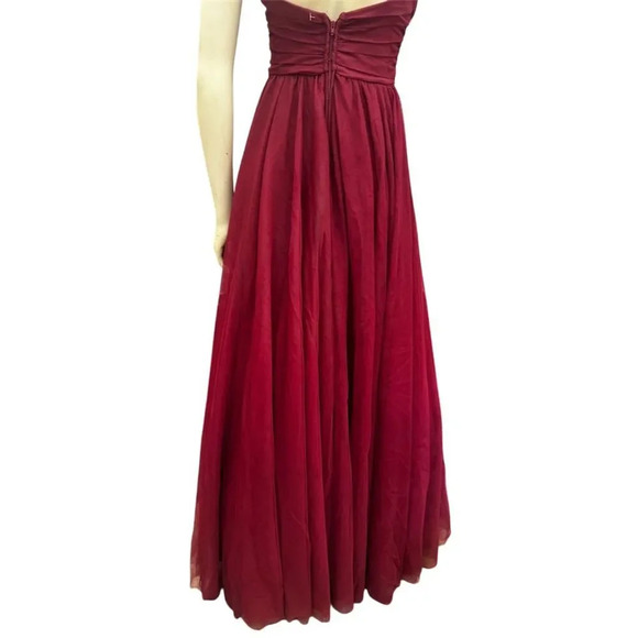 city studio  Deep Red Sleeveless V-Neck Long Evening Dress Size 3 Formal - Picture 11 of 16